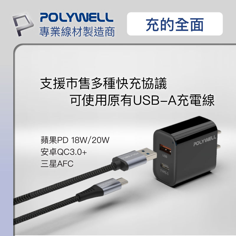 POLYWELL PD雙孔快充頭 20W Type-C充電頭 充電器 豆腐頭 適用於蘋果iPhone 寶利威爾 台灣現貨-細節圖5