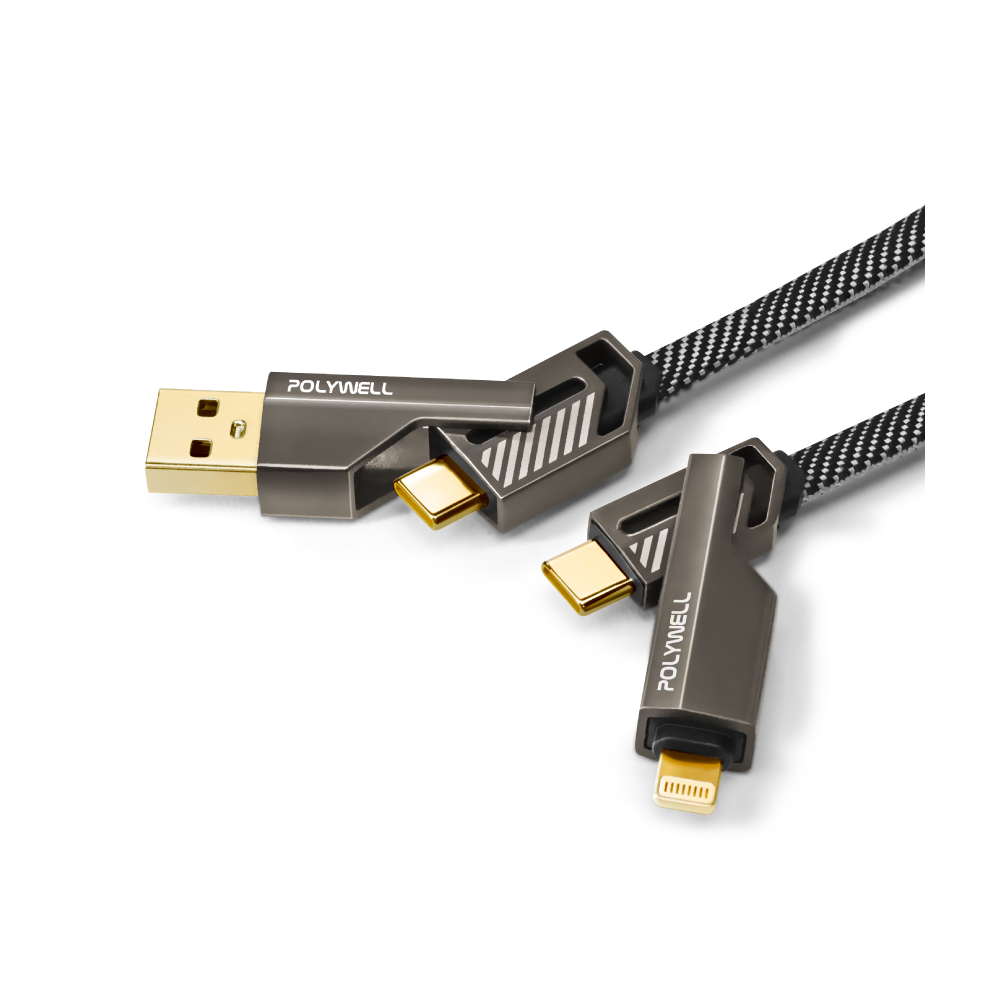 POLYWELL 四合一機甲PD編織快充線 USB+C+Lightning 適用蘋果 i15 安卓 寶利威爾 台灣現貨-規格圖9
