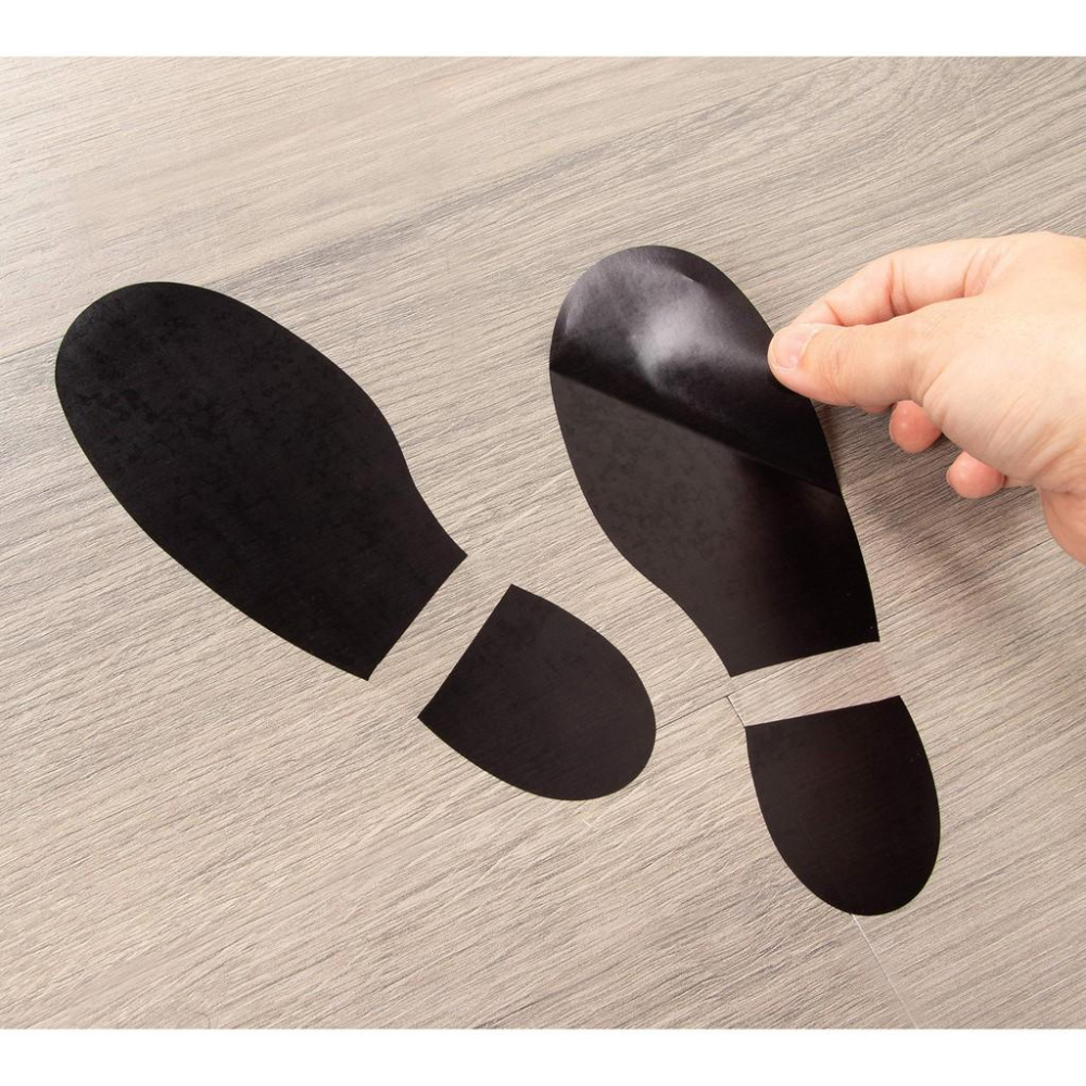 [防疫視同作戰]排隊指示標誌地板貼紙鞋印/腳印/定位/等候區秩序維持幼稚園托兒所店面櫃台餐廳工廠安全工地銀行辦公室辦事處-細節圖2