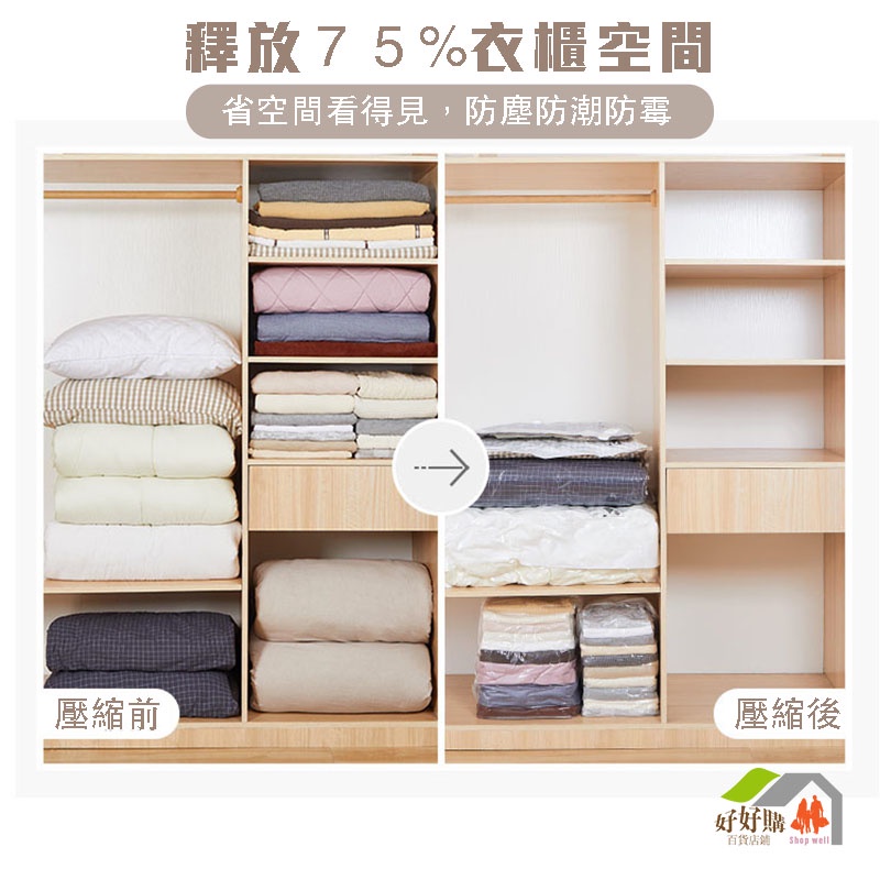 免抽氣 真空壓縮袋 真空收納袋 衣物收納袋 棉被收納袋 旅行收納袋 真空袋 壓縮袋 收納袋 真空 立體真空壓縮袋 好好購-細節圖4