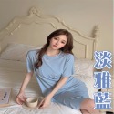 睡裙 冰絲睡衣 連衣裙 冰絲睡衣裙 連身裙 休閒套裝 居家服 韓國網紅 仿真絲 套裝 睡衣 短袖 女生睡衣 睡袍 夏季-規格圖9