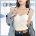 短版上衣 細肩帶胸墊 小可愛 bra top 背心女 吊帶罩杯背心 上衣短袖 女裝衣服 內衣 無袖背心 小背心 短版背心-規格圖9