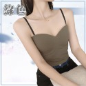 短版上衣 細肩帶胸墊 小可愛 bra top 背心女 吊帶罩杯背心 上衣短袖 女裝衣服 內衣 無袖背心 小背心 短版背心-規格圖9