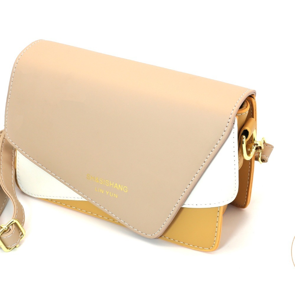 韓版包百搭拼接包 側背包時尚撞色翻蓋方包 寬背帶字母單肩斜跨包 方包 女雙色包2023 小廢包 小方包單肩包生日禮物-細節圖10