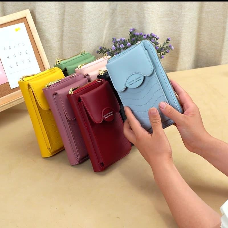 新款大容量手機包 單肩斜挎 拉鍊包 多功能長款手拿包 女士錢包 觸控手機包 單肩斜挎 零錢包 裝手機小包包 時尚鑰匙包-細節圖3