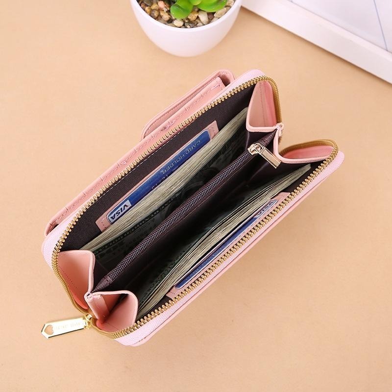 新款大容量手機包 單肩斜挎 拉鍊包 多功能長款手拿包 女士錢包 觸控手機包 單肩斜挎 零錢包 裝手機小包包 時尚鑰匙包-細節圖5