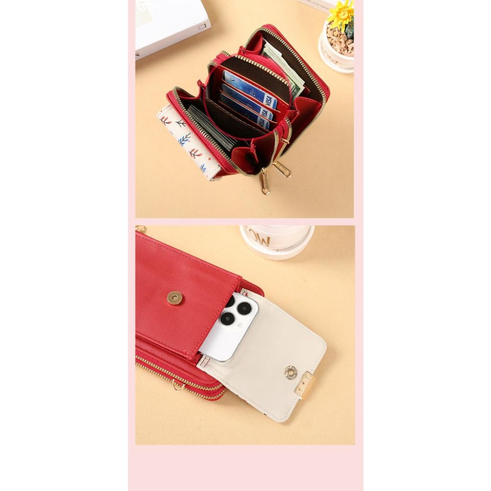 韓版時尚ins潮簡約百搭清新樹葉印花撞色觸控手機包 包 單肩斜挎 零錢包 時尚鑰匙包學生上班族逛街旅遊約會 生日禮物-細節圖6