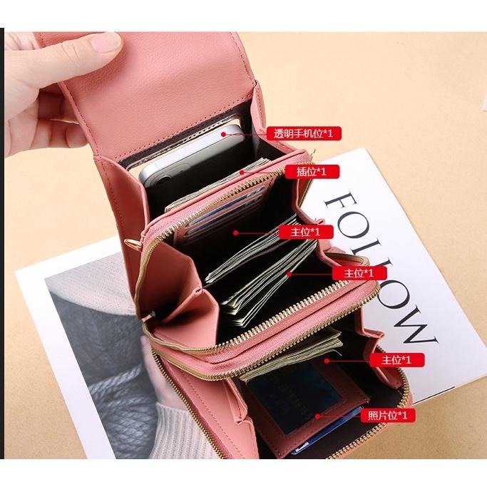 手機零錢包多層手機包 時尚包包女 韓版斜挎單肩包 手機零錢包 可放得下6.5吋手機 手機包斜背 觸控手機包4卡位-細節圖6
