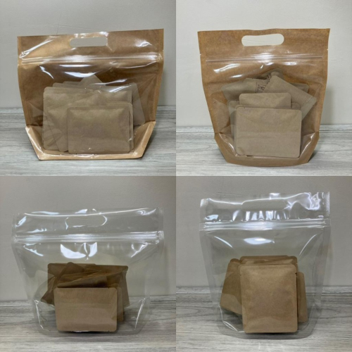 台灣製 手提鑽石型夾鏈立袋(可裝濾掛咖啡10-20包) 站立手提袋 透明袋 牛皮手提袋 環保提袋 麵包袋