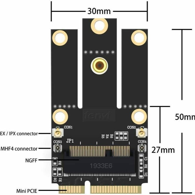 全新設計 Mini PCIe轉M.2 NGFF WiFi6 6E AX200 AX210 藍牙 5.2 5.3 轉接卡-細節圖3