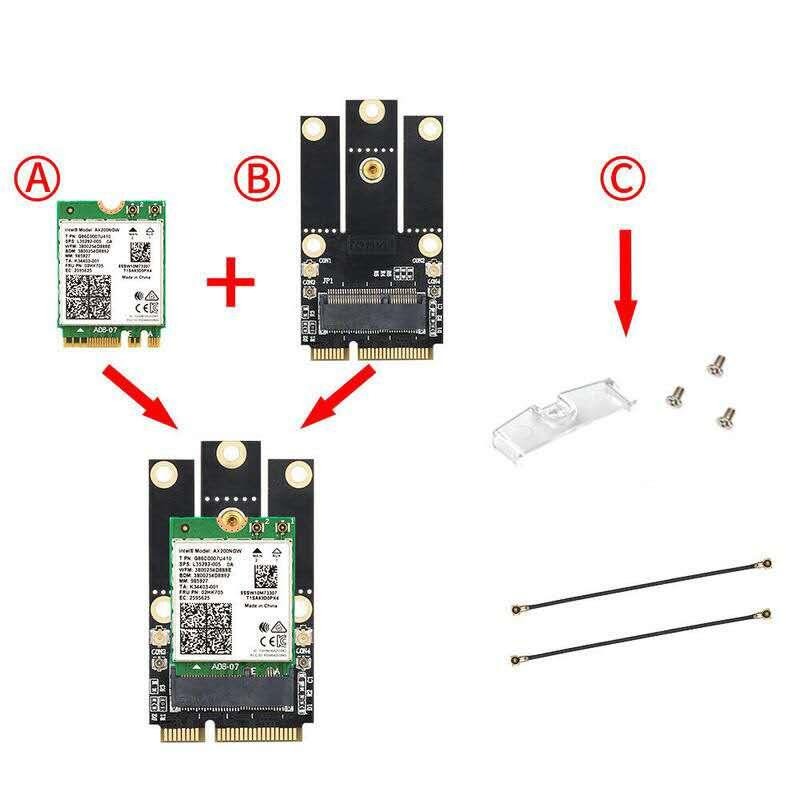 全新設計 Mini PCIe轉M.2 NGFF WiFi6 6E AX200 AX210 藍牙 5.2 5.3 轉接卡-細節圖4