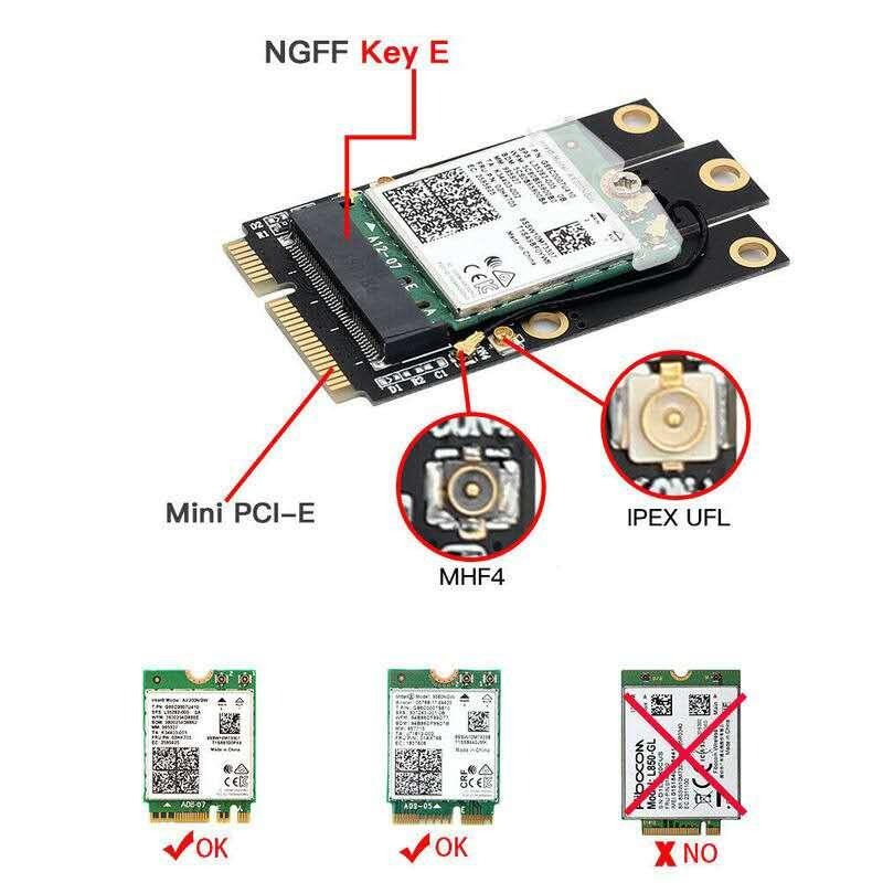 全新設計 Mini PCIe轉M.2 NGFF WiFi6 6E AX200 AX210 藍牙 5.2 5.3 轉接卡-細節圖5