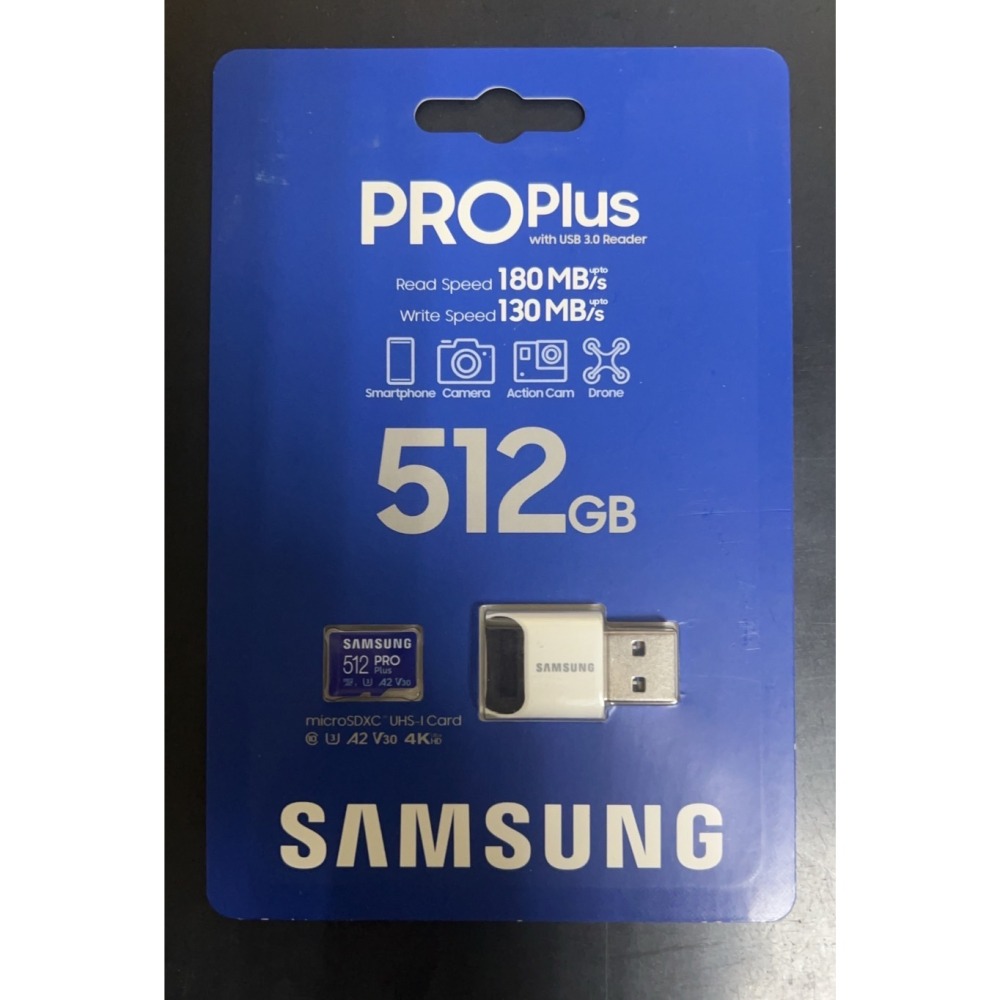 SAMSUNG 三星PRO Plus microSDXC UHS-I U3 A2 V30 512GB記憶卡 含高速讀卡機-細節圖2