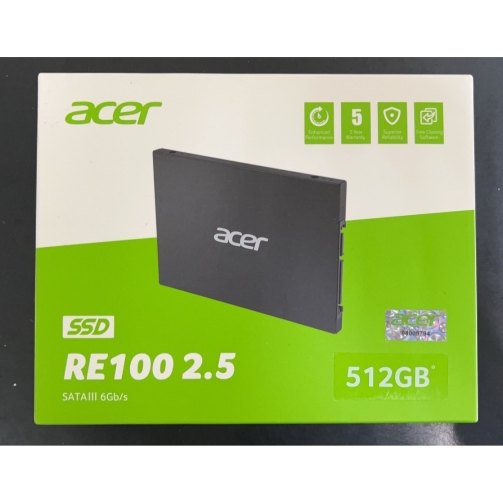 Acer 宏碁 RE100 SATA 2.5” 512GB SSD固態硬碟 512G-細節圖2