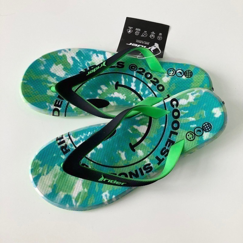 《現貨》 RIDER R1 男生 MEN 拖鞋（巴西機能 微笑 微笑渲染 瑞克 莫蒂 葉片 印花 夾腳拖鞋－綠色）-細節圖8