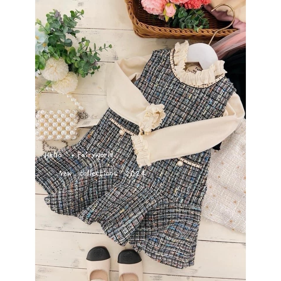 利好【24H出貨】台灣現貨 FairyWorld 韓風 小香款 套裝 童裝 兒童套裝 韓版童裝 下裙 女童  平價童裝-細節圖3