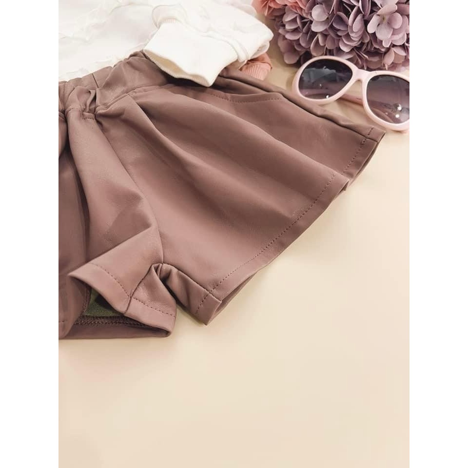 利好【24H出貨】台灣現貨 FairyWorld 韓風 口袋皮褲 套裝 童裝 兒童套裝 韓版童裝 下裙 女童 平價童裝-細節圖5