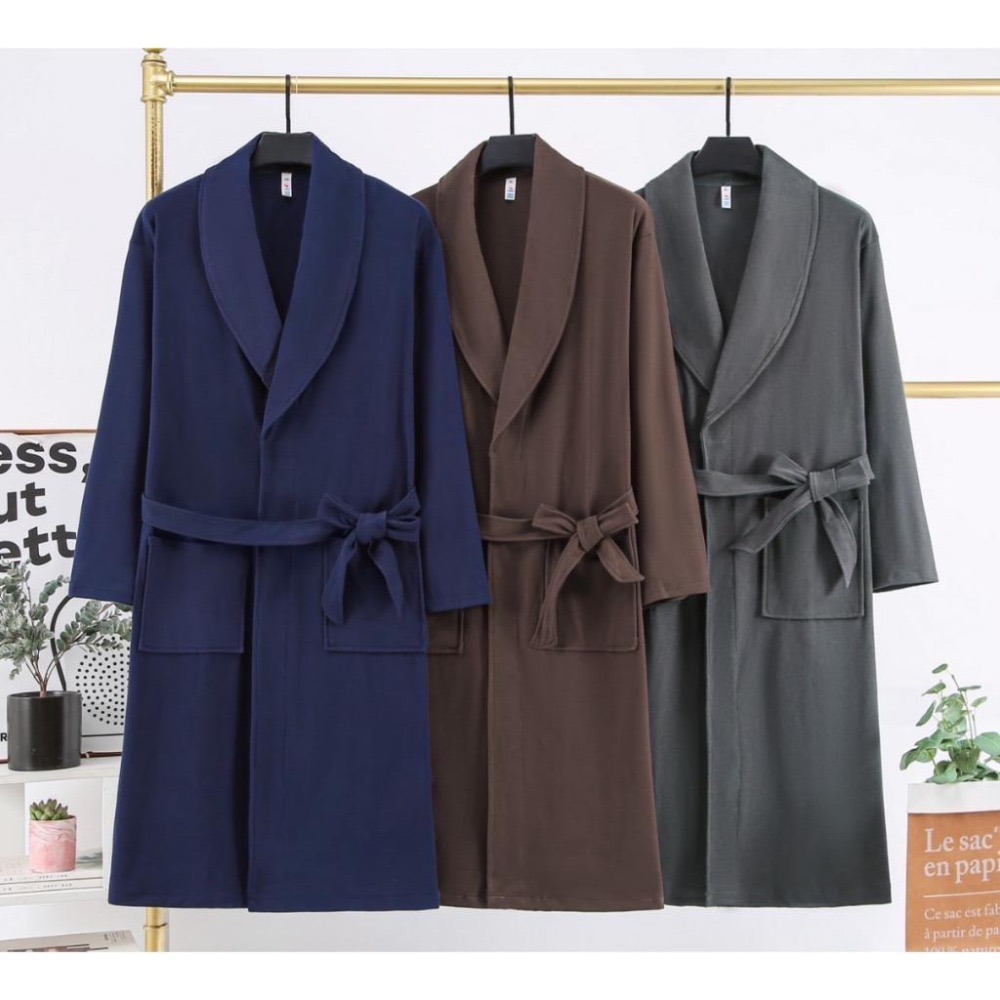 『利好』快速出貨 男生 居家服 浴袍 睡衣 舒適親膚 時尚 素面-細節圖3