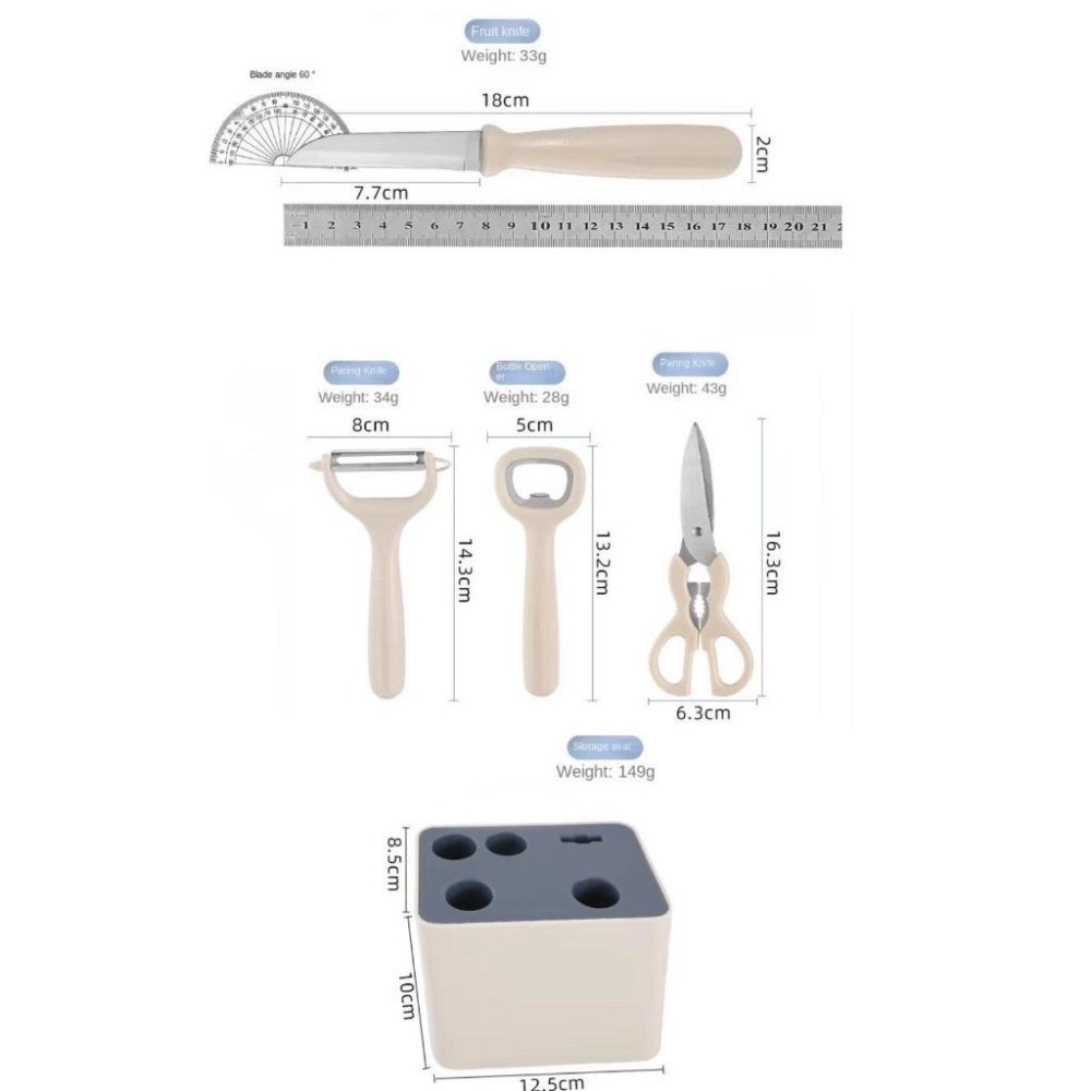 『利好』快速出貨 台灣現貨 廚房料理工具五件組 料理用具組 水果刀 料理剪刀 削皮刀 收納盒 廚房剪刀 開瓶器開罐器-細節圖5