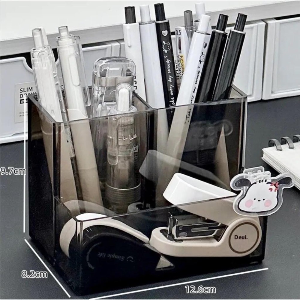 『利好』快速出貨 台灣現貨 壓克力筆筒 學生桌面收納盒 辦公室輕奢高級感筆盒 書桌透明文具筆桶 化妝品盒 收納盒 收納架-細節圖4