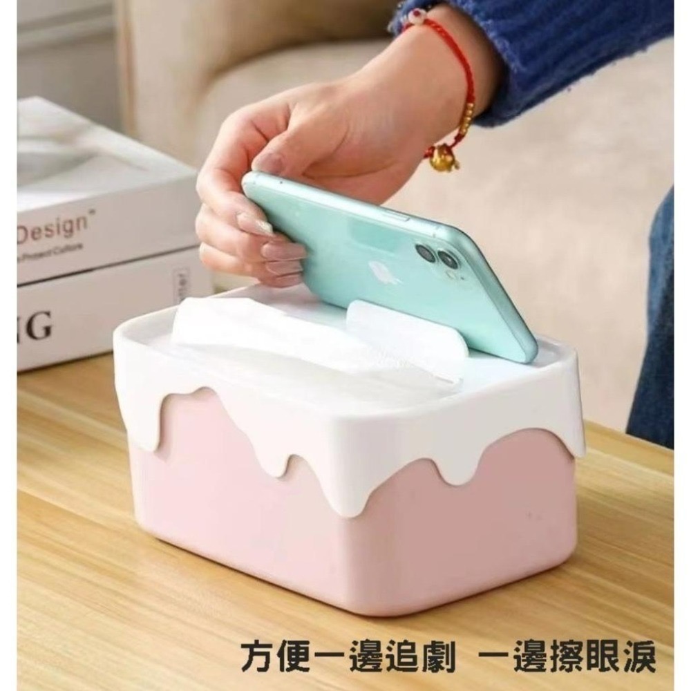 『利好』台灣現貨 手機架紙巾盒 加厚衛生紙盒 紙巾盒 北歐風手機支架紙巾盒 面紙盒 衛生紙盒 蛋糕造型衛生紙盒 多功能-細節圖4
