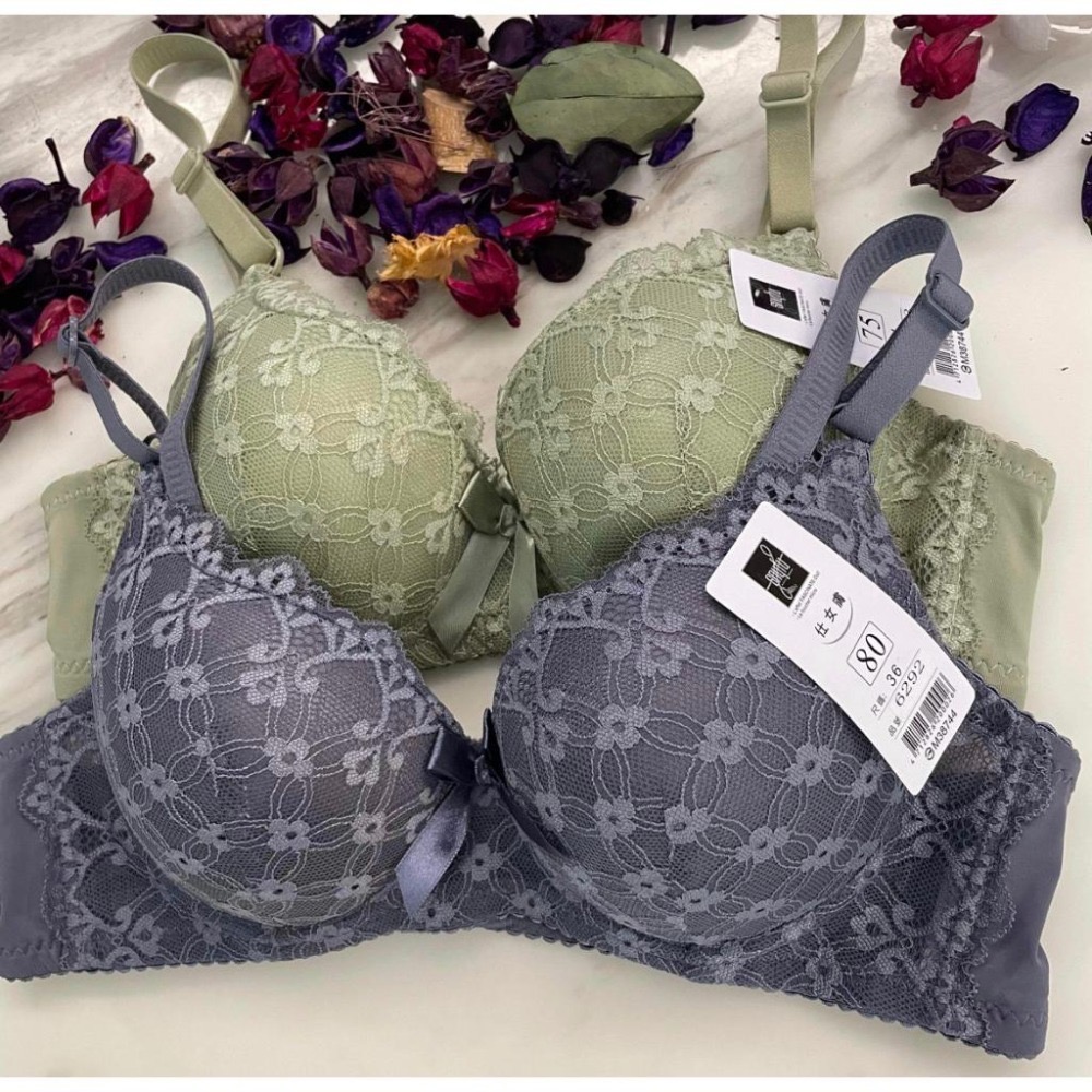 『利好』快速出貨  A-小B罩杯 軟鋼圈✅下厚上薄2公分✅簡約蕾絲點綴👍#6292-細節圖2