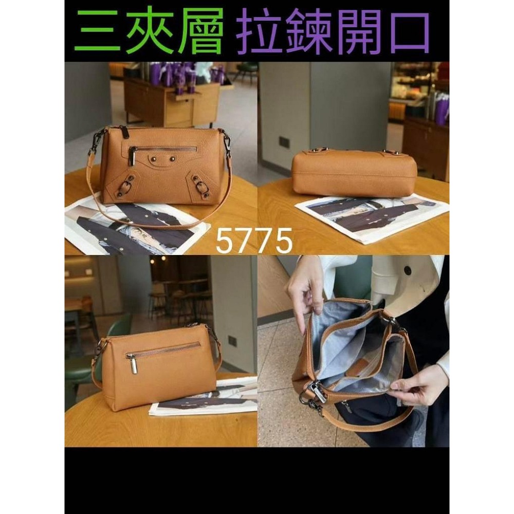 時尚女包 牛皮兩用包 三夾層 斜背包 肩背包 側背包-細節圖5