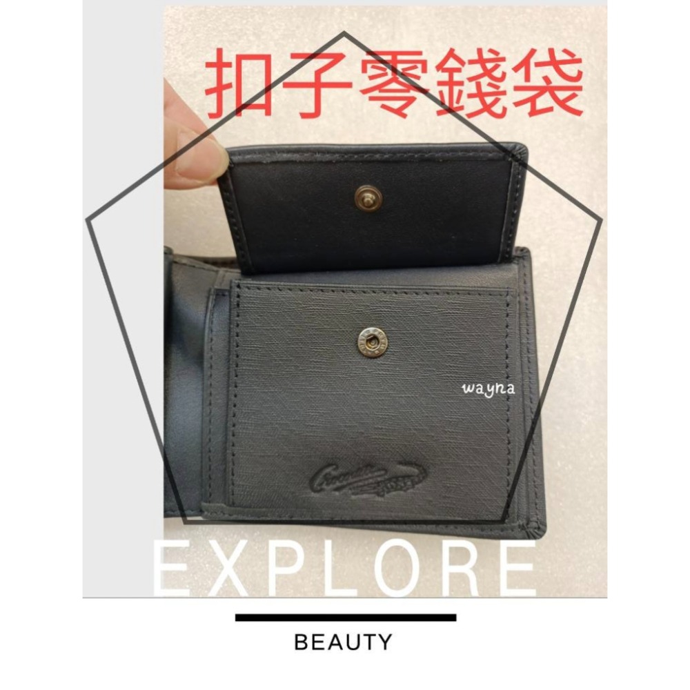 CROCODILE牛皮 短夾0103-113十字紋-細節圖4