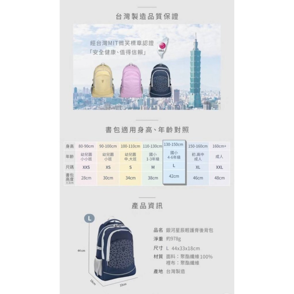 UNMEStar銀河星辰輕護脊後背包-卡其，紫色，深藍-細節圖5