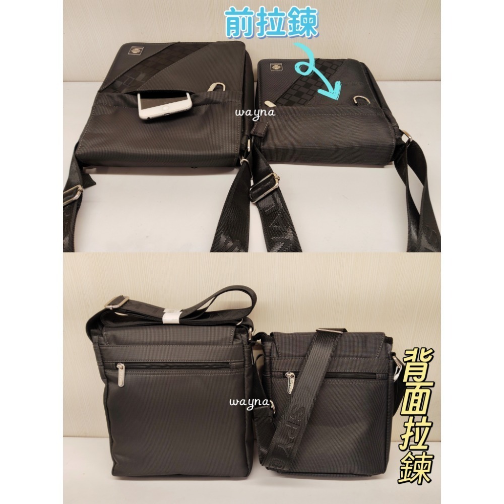 SPYWALK直立式 翻蓋式 斜背包 平版電腦包 1534-1中大、1911小款 黑灰色-細節圖4