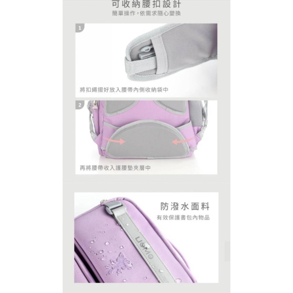 UnMe Goodday日安輕量護脊書包-M軍藍，漾紫，麥米(U2011)-細節圖2