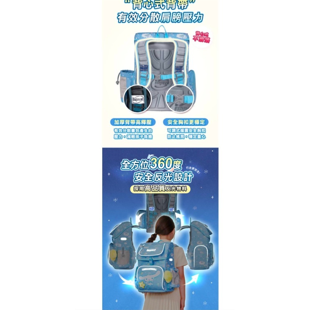 【IMPACT】怡寶 | 大耳狗喜拿Cinnamoroll-懸浮磁扣護脊書包-粉藍 IMCM7062LB-細節圖4