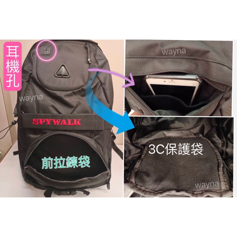 SPYWALK  材質：尼龍  大容量 多功能 潮流背包-細節圖2