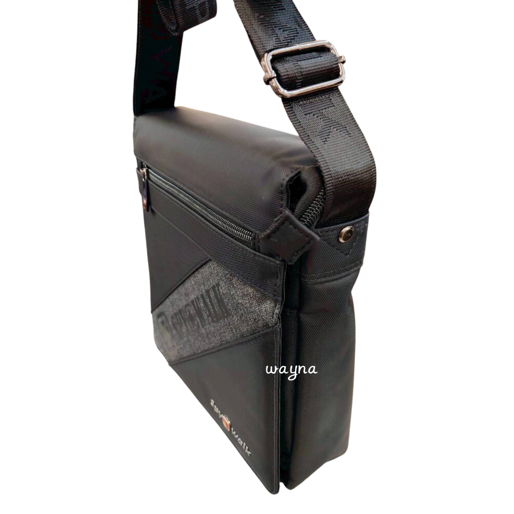 SPYWALK斜背包   1944-1黑色 中款  直立翻蓋-細節圖5