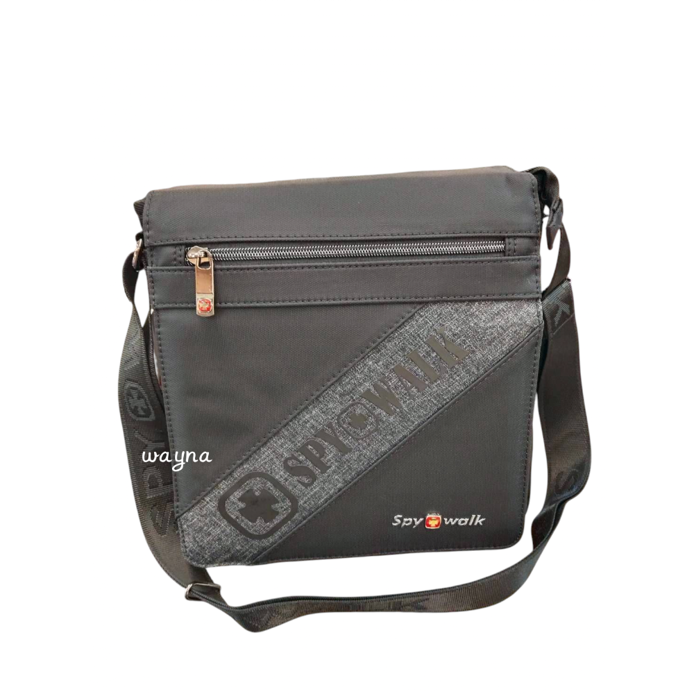 SPYWALK斜背包   1944-1黑色 中款  直立翻蓋-細節圖6