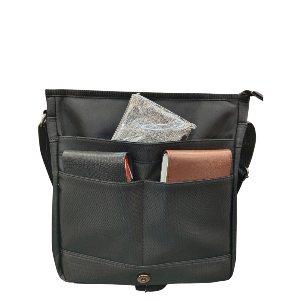 SPYWALK斜背包   1944-1黑色 中款  直立翻蓋-細節圖7