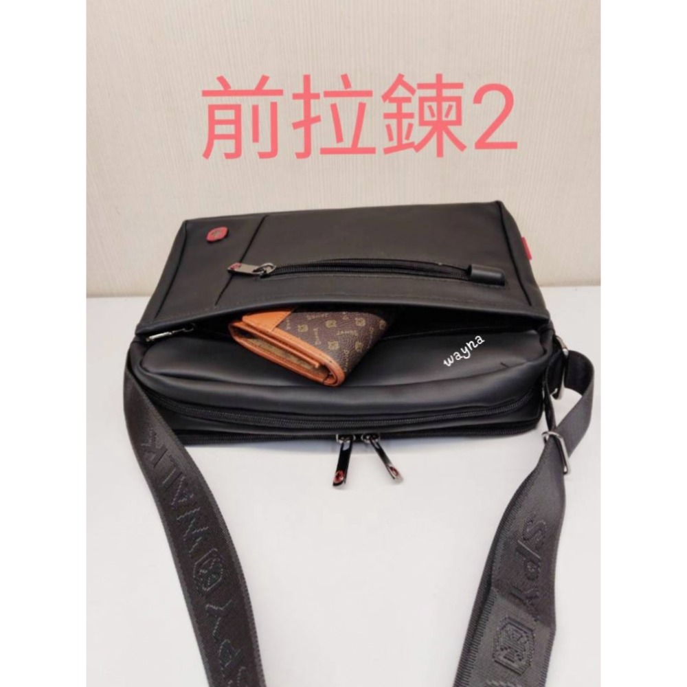 SPYWALK 斜背包 素面格紋 中款 黑色-細節圖4