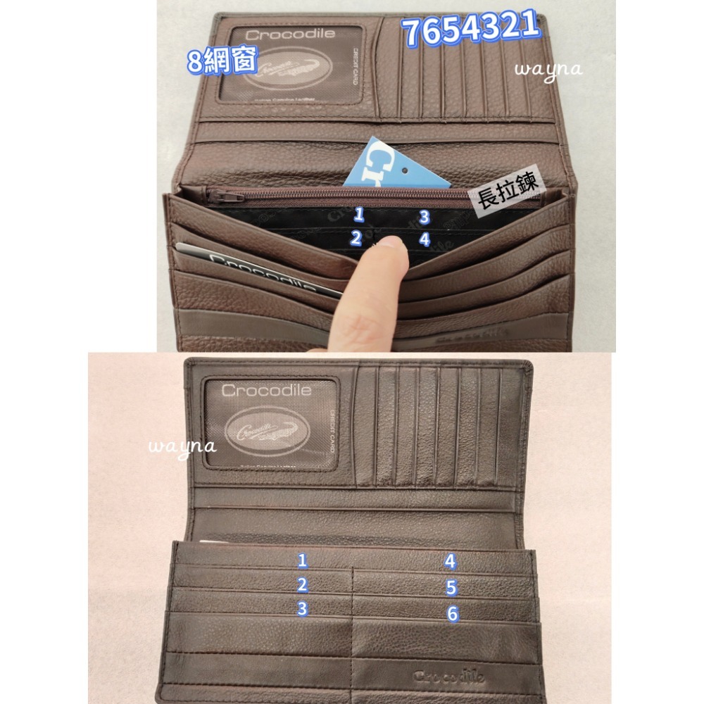鱷魚Crocodile牛皮長夾 皮夾0103-33512咖啡色、33511黑色-細節圖6