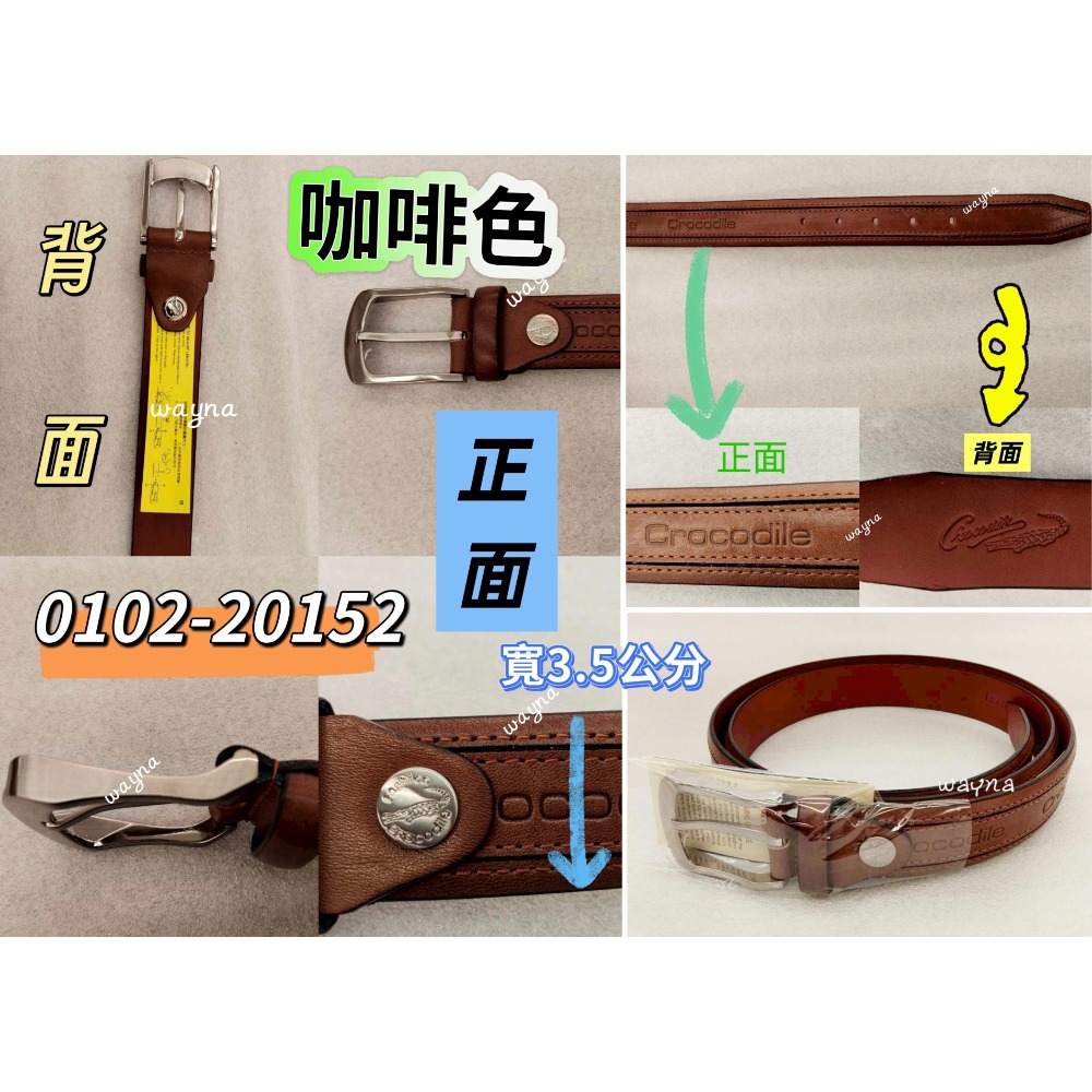 鱷魚 Crocodile  牛皮 打孔式休閒皮帶 十字紋0102-20152-規格圖3