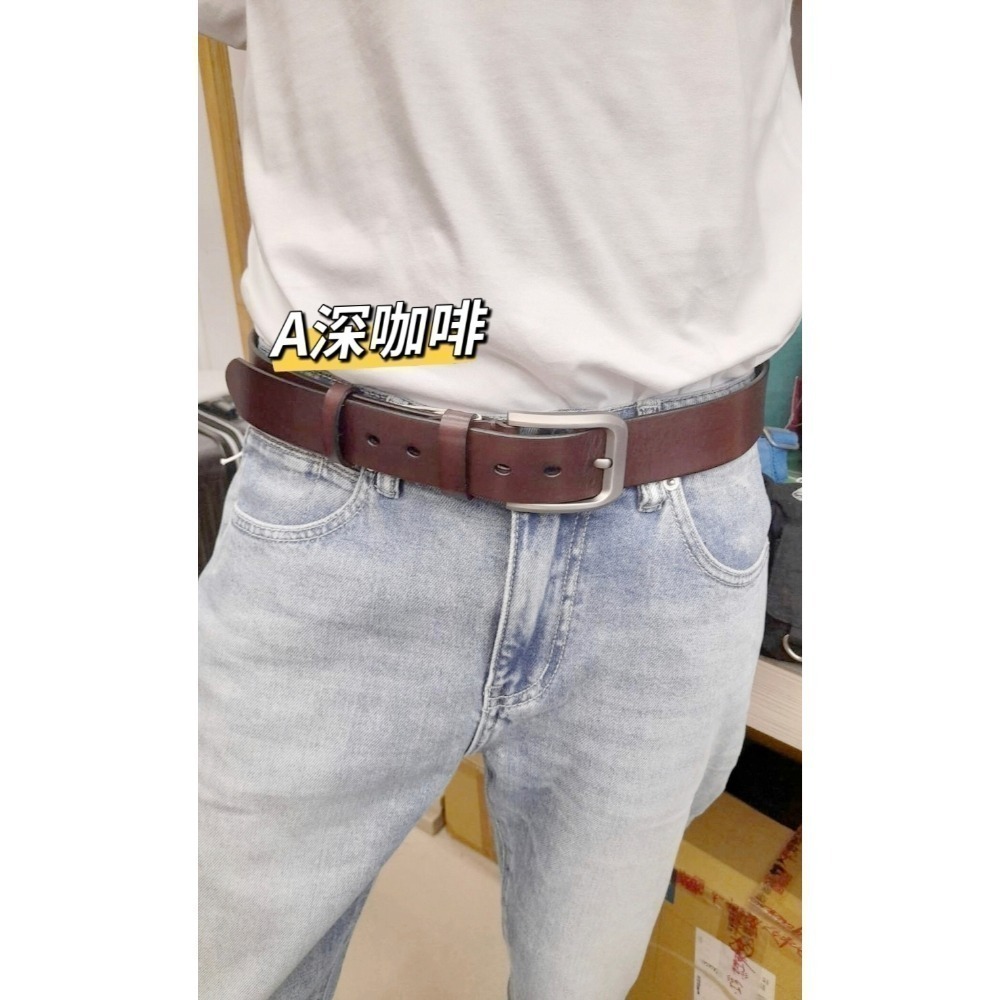 男士女士百搭真皮皮帶 耐用 堅固真皮針扣腰帶 休閒牛皮褲帶6544-細節圖2