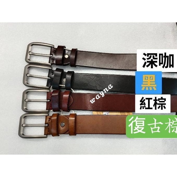 男士女士百搭真皮皮帶 耐用 堅固真皮針扣腰帶 休閒牛皮褲帶6544-細節圖4