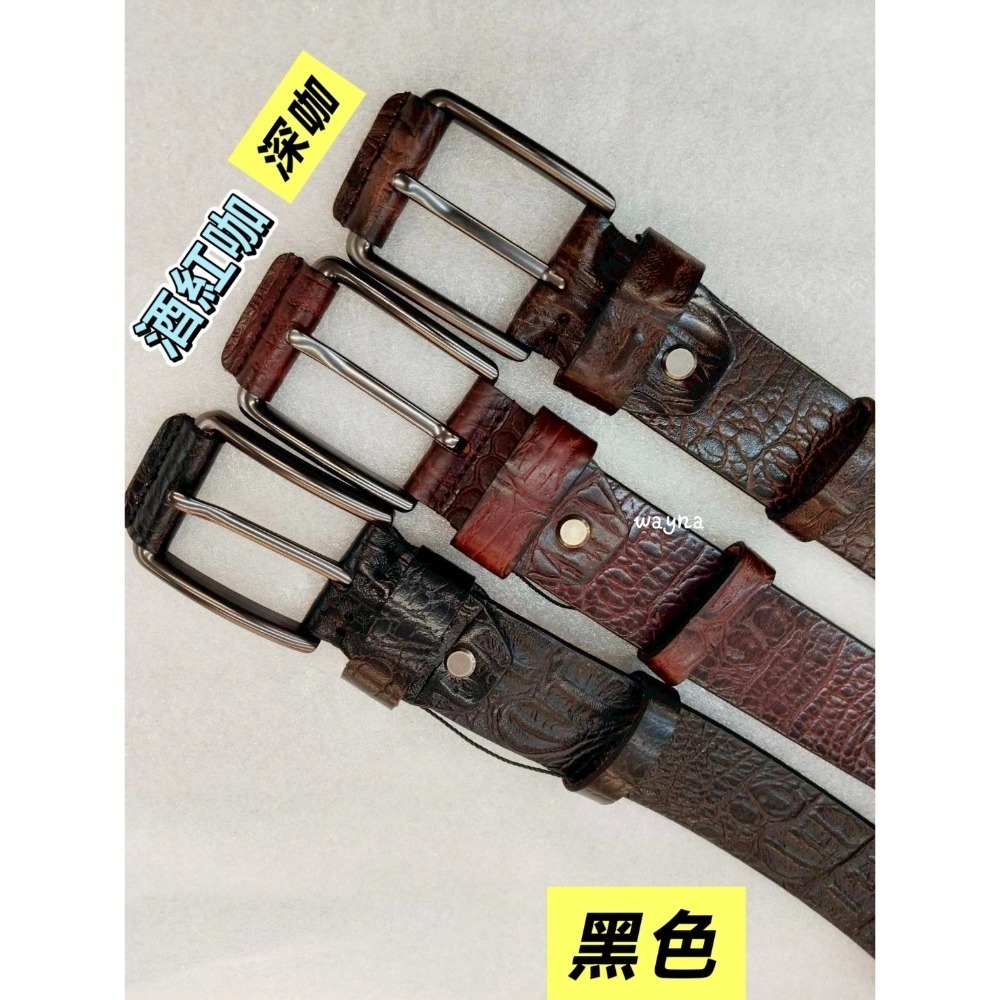 男士女士百搭真皮皮帶 耐用 堅固真皮針扣腰帶 休閒牛皮褲帶6540-細節圖3