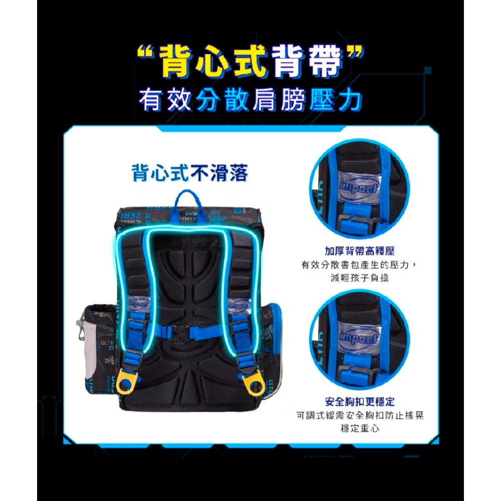 怡寶【IMPACT】 超人力霸王懸浮 磁扣書包 上掀式 新世代標準型護脊書包IMUT7063BK-細節圖5