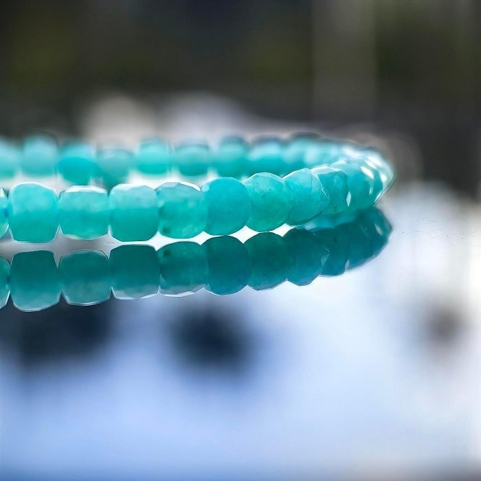╭＊希望＊╮純天然天河石鑽石方切水晶手鍊4.5mm 手圍15 薄荷綠 清甜 希望之石 手串-細節圖3