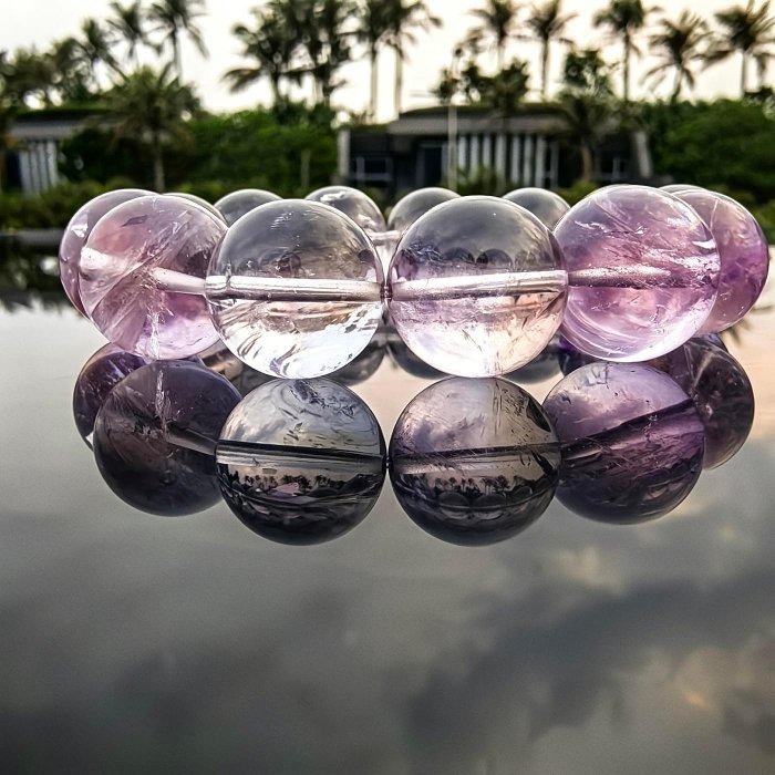 ╭＊天空之境＊╮天然玻利維亞紫水晶手鍊 14.5mm 手圍16.5 手串 紫晶 水晶 晶礦-細節圖7