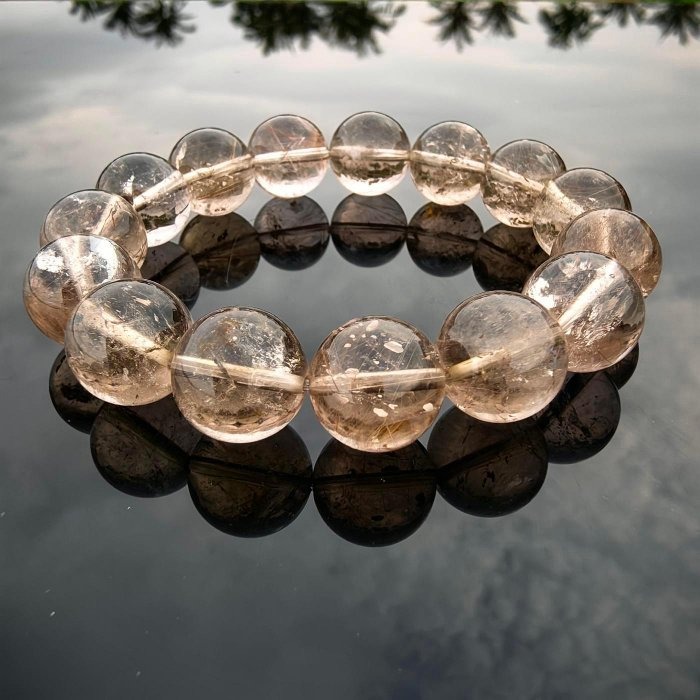 ╭＊女神＊╮天然維納斯髮晶手鍊 12.7mm 手圍16.5 水晶 手串-細節圖7