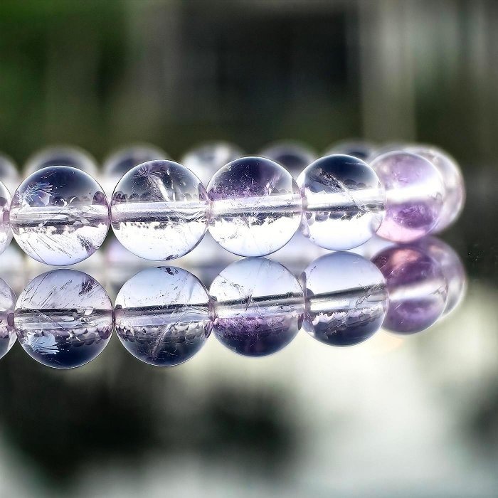 ╭＊一圖一物＊╮天然玻利維亞紫水晶手鍊 10.2mm 手圍15.5 手串 紫晶 水晶 晶礦-細節圖3