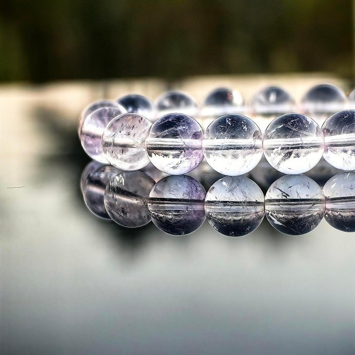 ╭＊一圖一物＊╮天然玻利維亞紫水晶手鍊 9.5mm 手圍15 手串 紫晶 水晶 晶礦-細節圖2