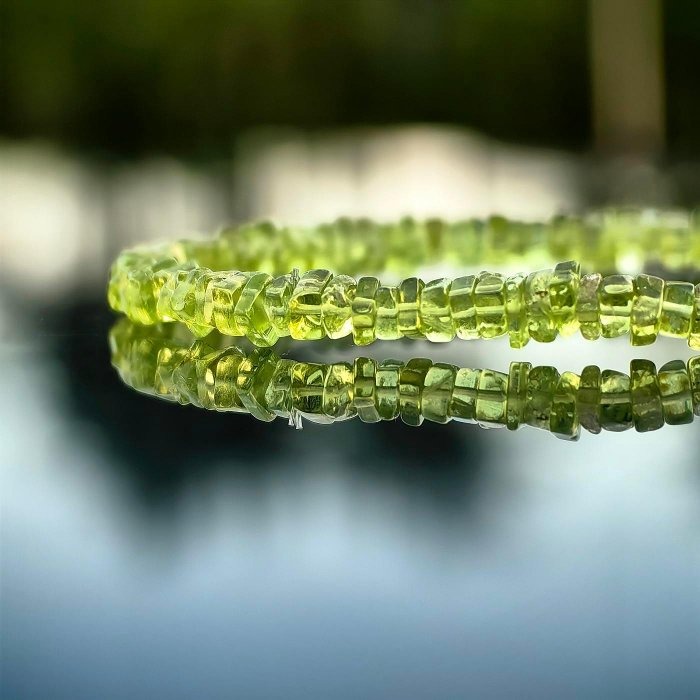 ╭＊穿越。春信＊╮天然橄欖石水晶手鍊 4.2mm 手圍16 手串 太陽之石-細節圖2