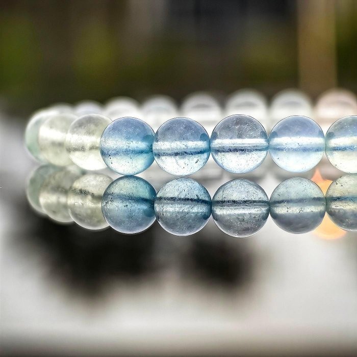╭＊一圖一物＊╮天然彩虹摩根石水晶手鍊 7.6mm 手圍16 手串 冰體摩根 水晶 晶礦-細節圖2
